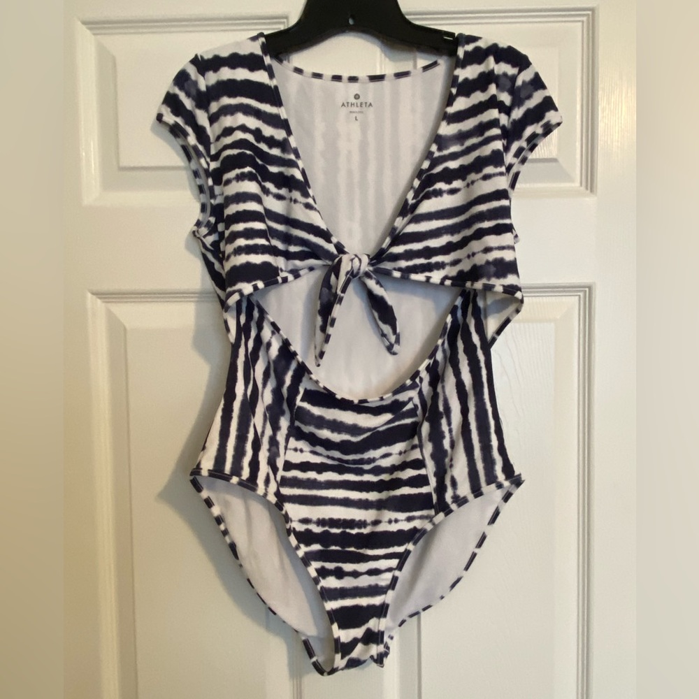 ATHLETA Tie Front Adjustable One Piece Swimsuit Size Large